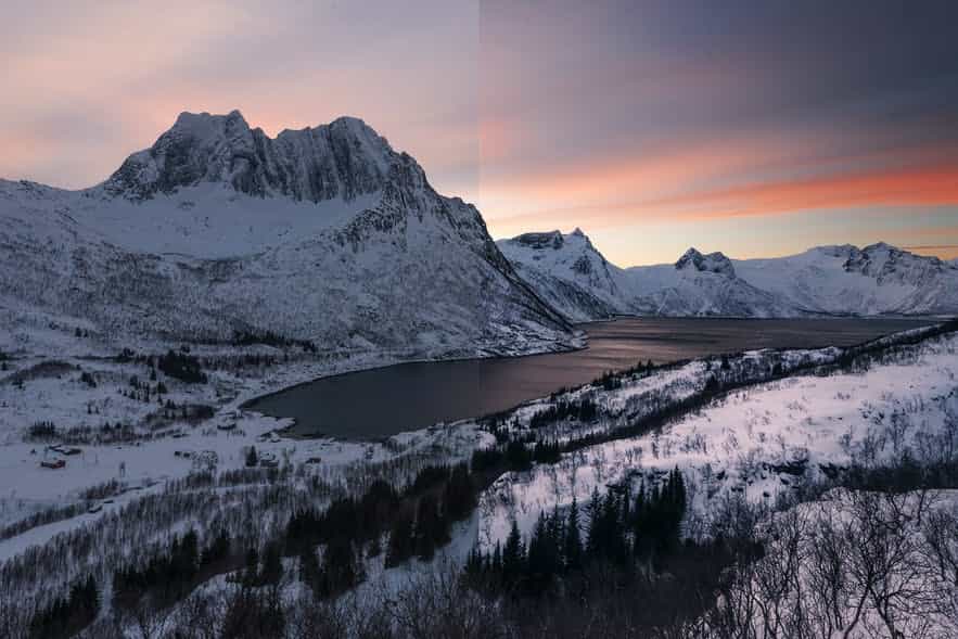 So sánh mức cân bằng trắng giữa tệp RAW và JPEG