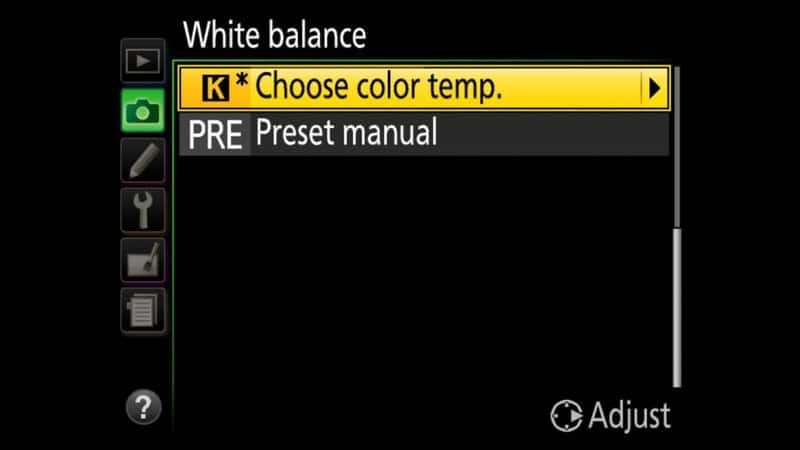 Chế độ Preset có thể thiết lập chính xác nhất cân bằng trắng