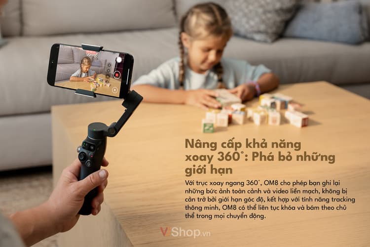 Xoay ngang 360°, theo dõi mượt mà