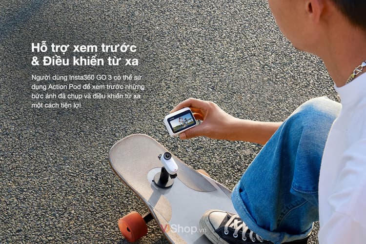 insta360 go 3 hỗ trợ chế độ xem trước và điều khiển từ xa thông qua action pod