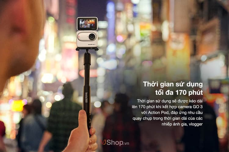 Thời gian sử dụng go 3 tối đa 170 phút khi kết hợp với action pod