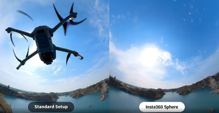 Insta360 Sphere cho khả năng quay không bị dính drone trong hình