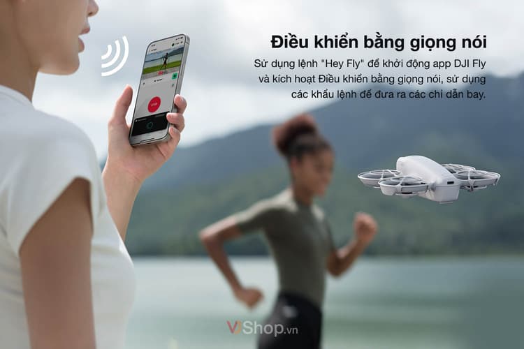 Thiết bị có thể được điều khiển bằng giọng nói thông qua ứng dụng DJI Fly