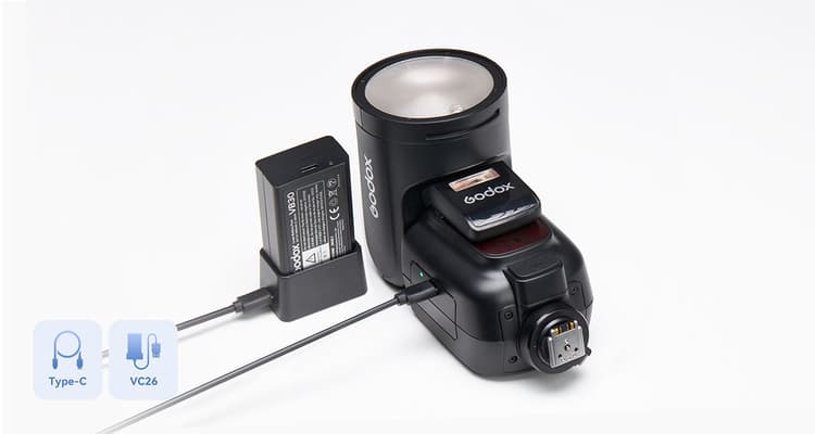 Godox V1PRO có thể sạc nhanh qua cổng TYPE-C