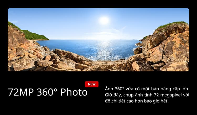Action Camera Insta360 One X3 hỗ trợ chụp ảnh tĩnh 72MP
