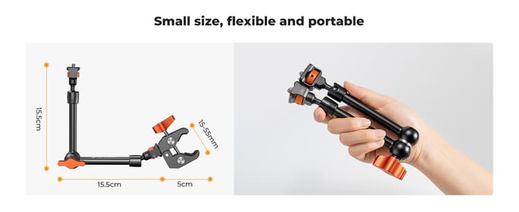 K&F Concept 11" Magic Arm with Super Clamp nhỏ gọn