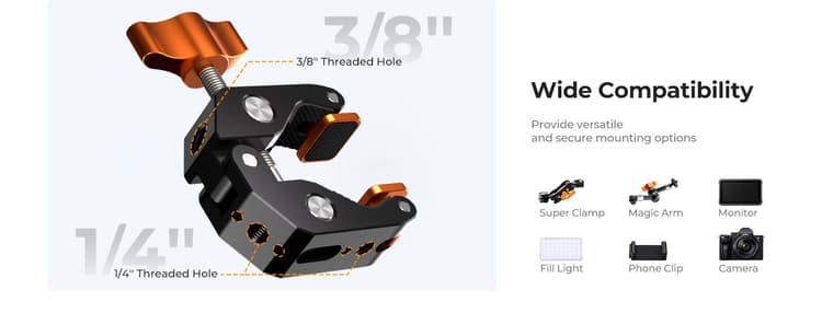 K&F Concept Multi-Functional Super Clamp tương thích rộng