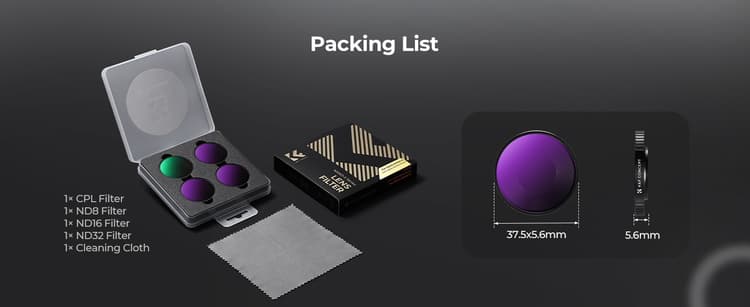 K&F CONCEPT Filter Kit for Osmo Action 6 (CPL+ND8+ND16+ND32) - SKU.2709