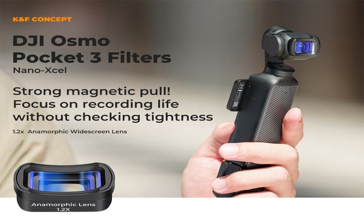 Filter K&F 1.2X Anamorphic cho DJI Pocket 3 có hệ số nén là 1.2x