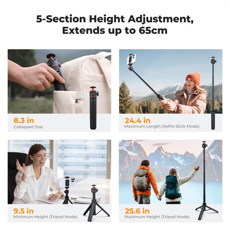 K&F Concept Mini Selfie Stick + Tripod Stand for ActionCam/Phone