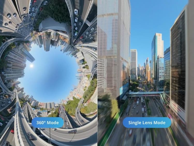 Drone hỗ trợ chuyển đổi giữa quay 360° và Single Lens