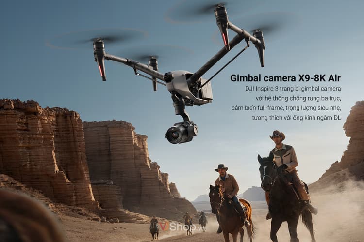 DJI Inspire 3 được trang bị gimbal camera X9-8K Air với hệ thống chống rung ba trục