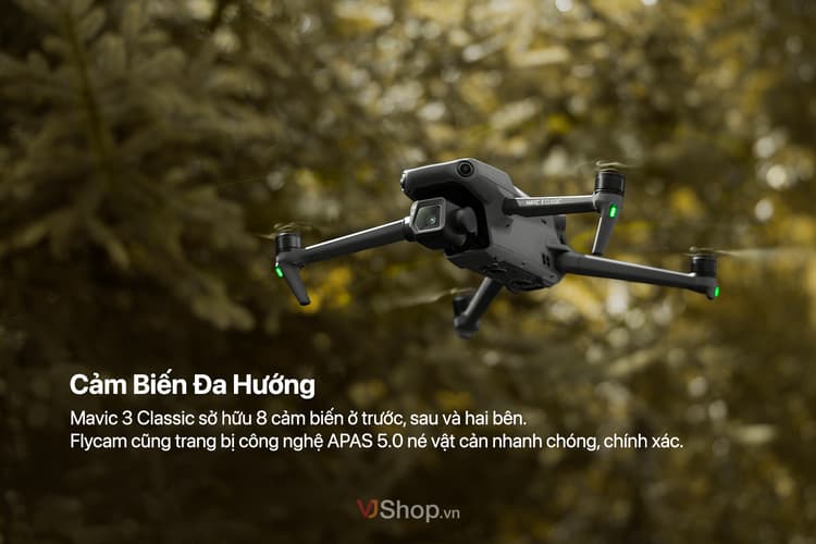 Flycam DJI Mavic 3 Classic được trang bị cảm ứng đa hướng giúp dễ dàng tránh né vật cản