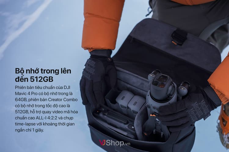 DJI Mavic 4 Pro chỉ được tích hợp mô-đun lưu trữ tích hợp lên đến 512GB