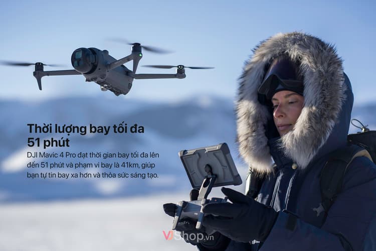 DJI Mavic 4 Pro cho thời gian bay lên đến 51 phút