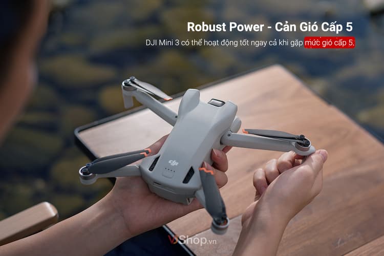 Khả năng cản gió cấp 5 giúp flycam quay những thước phim ổn định