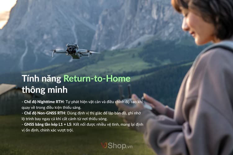 DJI Mini 5 Pro trang bị tính năng Nighttime RTH
