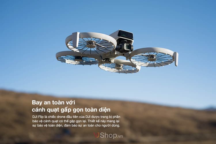 DJI Flip là máy bay không người lái đầu tiên của DJI được trang bị bộ phận bảo vệ cánh quạt có thể gập lại