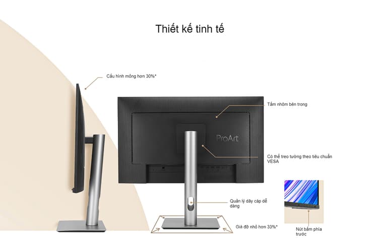 Màn hình sở hữu thiết kế tinh tế, hiện đại