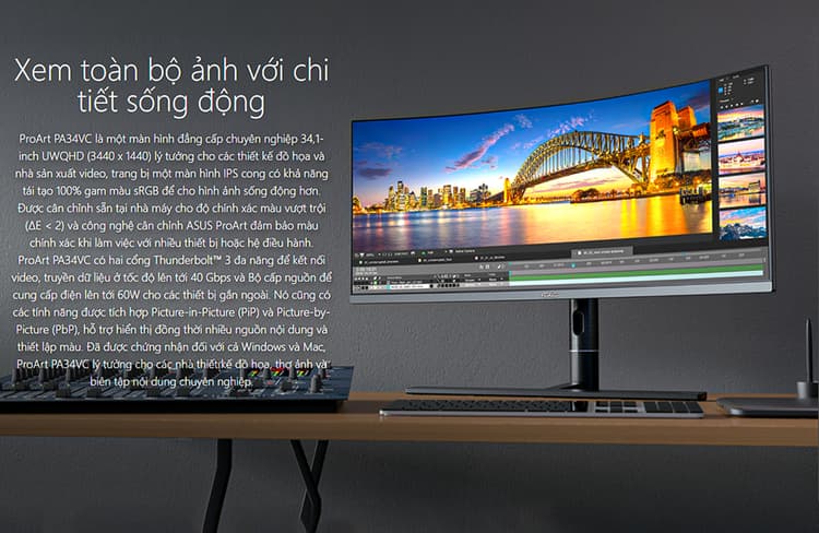 Người dùng có thể dễ dàng nhận thấy sự đẳng cấp và chuyên nghiệp của chiếc ProArt PA34VC