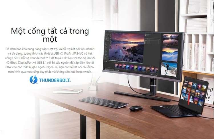 Với khả năng hỗ trợ kết nối siêu nhanh và đa dạng, màn hình ProArt PA34VC có thể tương thích với các thiết bị khác nhau