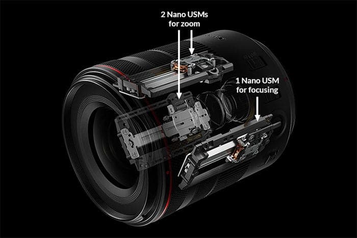 Canon RF 20-50mm f/4L IS USM PZ zoom mượt, chuẩn