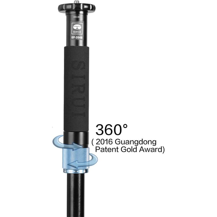Với thiết kế tay cầm xoay 360° độc quyền, chân máy Monopod SIRUI EP-204S có thể hỗ trợ thực hiện động tác lia máy mượt mà