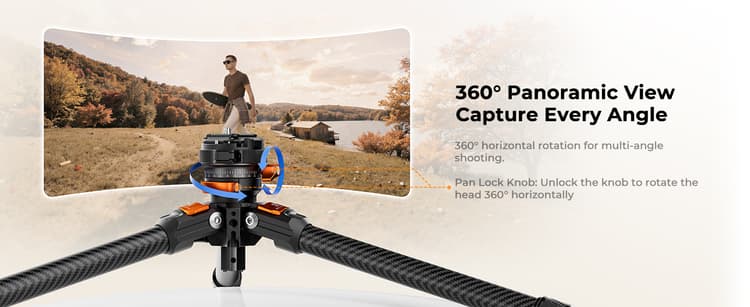 K&F CONCEPT Carbon Fiber Travel Tripod hỗ trợ đa góc