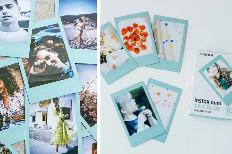 Film máy ảnh viền màu Film Instax Mini có kích thước 86 x 54 mm