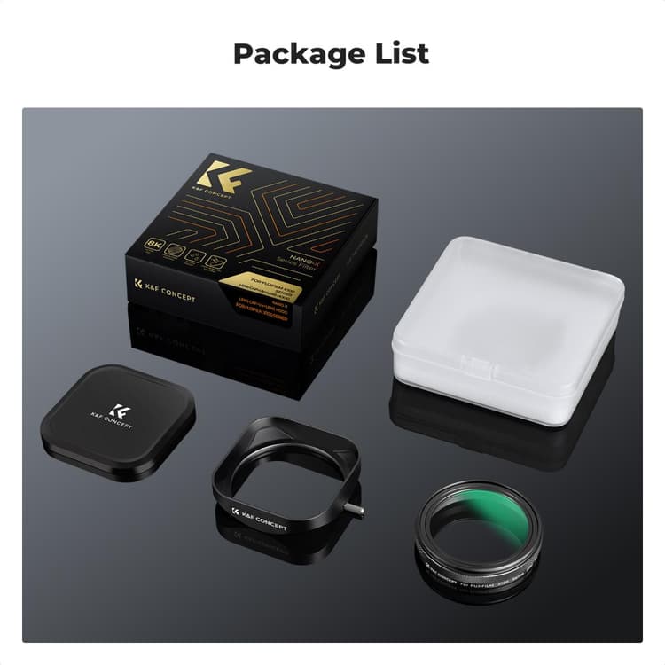 K&F Concept Nano-Xcel MC-UV Filter + Lens Hood + Lens Caps Cho X100V/X100VI