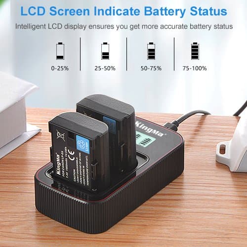 Sạc pin Kingma BM059 LP-E6 được cải tiến có màn hình LCD tiện dụng