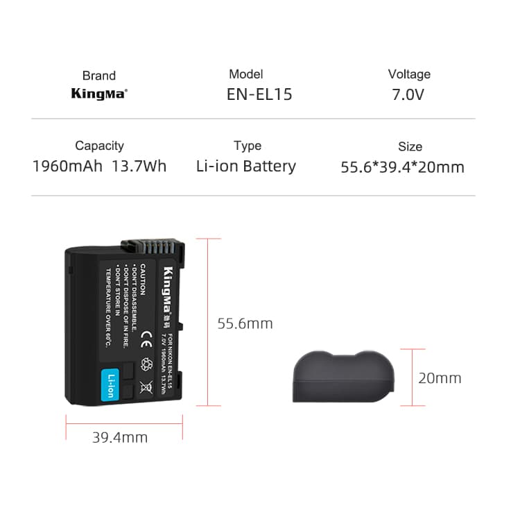 pin KingMa EN-EL15 tương thích với máy ảnh nikon, dung lượng 1960mAh