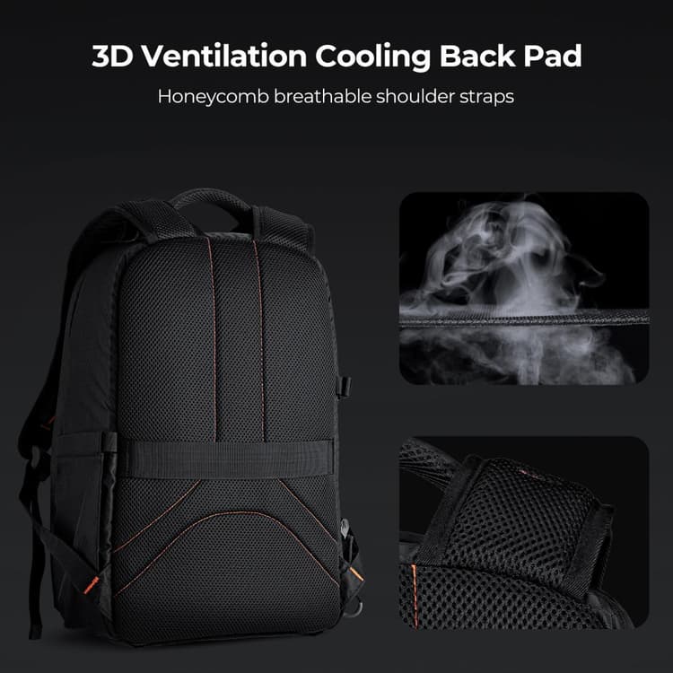 K&F Concept Backpack 18L Nature Wander 05 sở hữu tấm đệm lưng làm mát thông gió 3D
