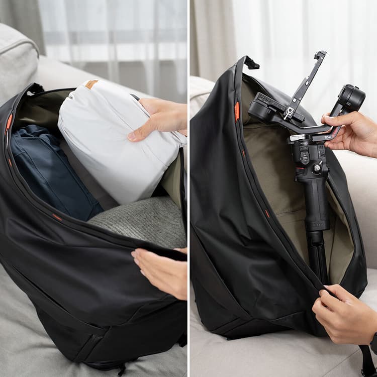 OneMo Travel Backpack 35L còn có thể mở rộng thêm 15l, nâng tổng không gian lưu trữ lên là 50l