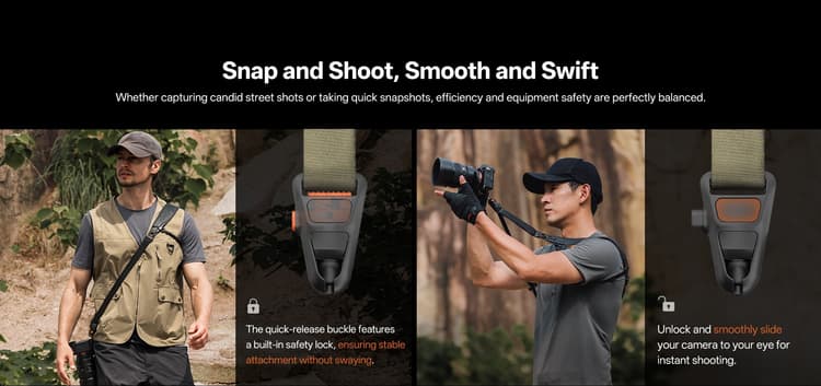 PGYTECH Camera Strap Pro được thiết kế để thao tác nhanh chóng, dễ dàng