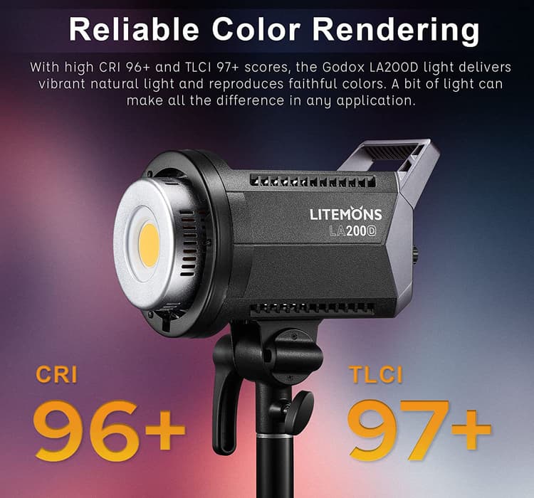 Godox LA200Bi Bi-Color LED Light có khả năng hiện thị màu chính xác