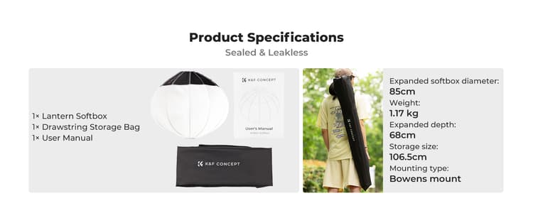 K&F Concept Softbox cầu 85cm cho Ngàm Bowens