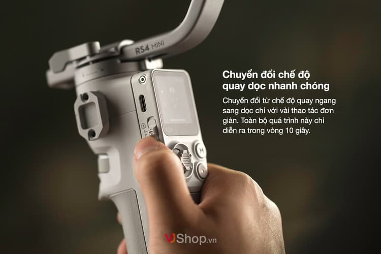 DJI RS 4 Mini cung cấp khả năng chuyển đổi giữa quay chụp ngang và dọc nhanh chóng