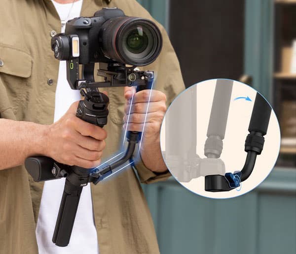 hế độ Sling Grip Mode 2.5 trên gimbal Zhiyun WEEBILL 3S cho phép bạn có thể nghiêng trái và phải