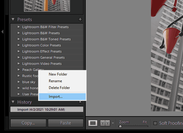 Add preset lightroom vào thư mục mới tạo