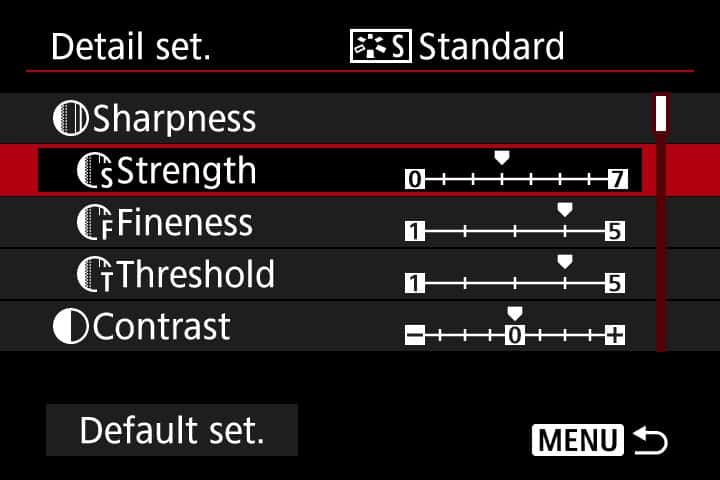 Sharpening nâng cao (Picture Style)