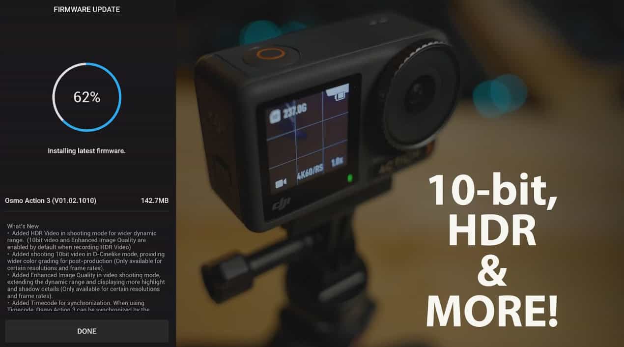 DJI Cập Nhật Firmware Cho Osmo Action 3 - Nâng Cấp Độ Sâu Màu 10-bit, Chống Rung RockSteady+, Đồng Bộ Timecode!