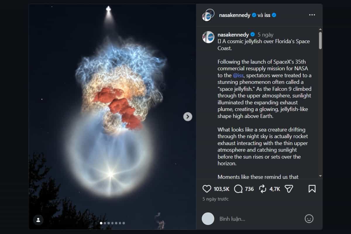 NASA chia sẻ về hiện tượng thú vị trên Instagram