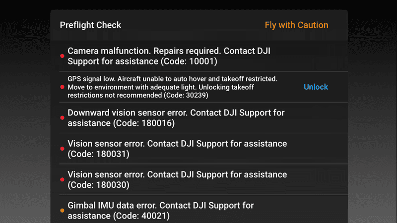 Cảnh báo lỗi Mavic Mini