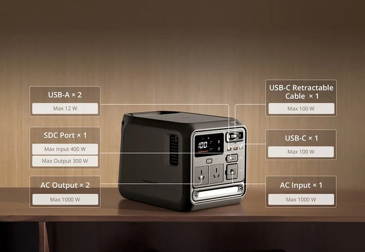 Power 1000 Mini trang bị cáp USB-C 100W thu gọn